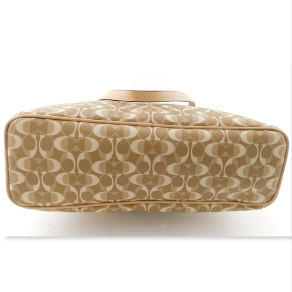 COACH Light Beige Signature C Logo PVC Tote Bag - Picture 4 of 12